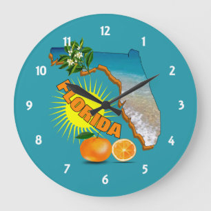 Sunny Florida Sunshine Orange Blossom Travel Große Wanduhr