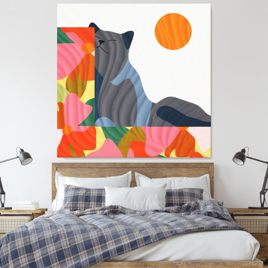 Sunny Garden Cat Leinwanddruck (Insitu (Schlafzimmer))