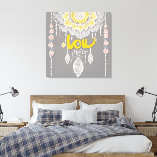 Sunny Gray Lace AI Art Leinwanddruck (Insitu (Schlafzimmer))