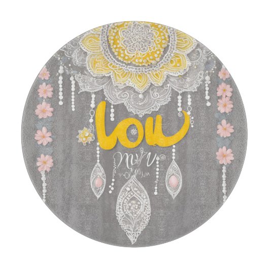 Sunny Gray Lace AI Art Schneidebrett (Vorderseite)