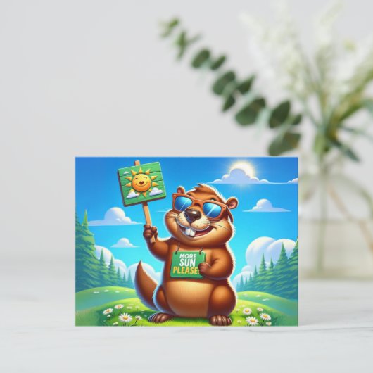 Sunny Groundhog Feiertagspostkarte (Stehend Vorderseite)