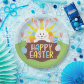 Sunny Happy Osterfest Bunny & Colorful Eggs Urlaub Pappteller (Party)