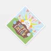 Sunny Happy Osterfest Bunny & Colorful Eggs Urlaub Serviette (Ecke)