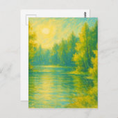 Sunny Lakeside Landscape - Pastel Painting Style Postkarte (Vorne/Hinten)