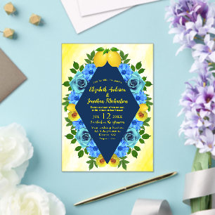 Sunny Lemon Floral Wedding Acryleinladungen