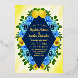 Sunny Lemon Floral Wedding Folieneinladung
