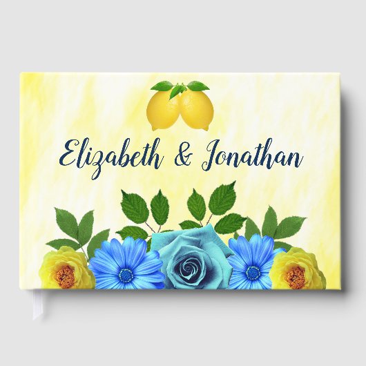 Sunny Lemon Floral Wedding Gästebuch (Vorderseite)