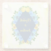 Sunny Lemon Floral Wedding Glasuntersetzer (Rückseite)