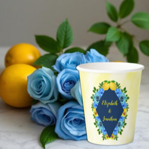 Sunny Lemon Floral Wedding Pappbecher