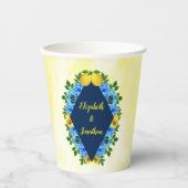Sunny Lemon Floral Wedding Pappbecher (Vorderseite)