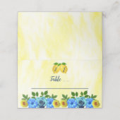 Sunny Lemon Floral Wedding Platzkarte (Außenseite Aufgefaltet)