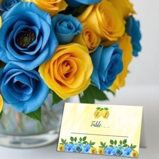 Sunny Lemon Floral Wedding Platzkarte