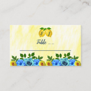 Sunny Lemon Floral Wedding Platzkarte