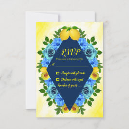 Sunny Lemon Floral Wedding RSVP Karte