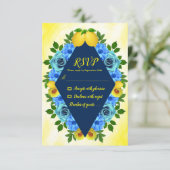 Sunny Lemon Floral Wedding RSVP Karte (Stehend Vorderseite)