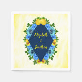 Sunny Lemon Floral Wedding Serviette (Vorderseite)