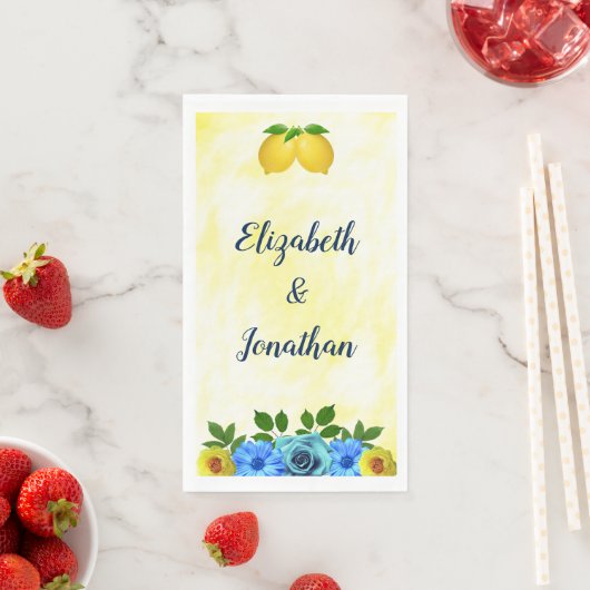 Sunny Lemon Floral Wedding Serviette (Beispiel)