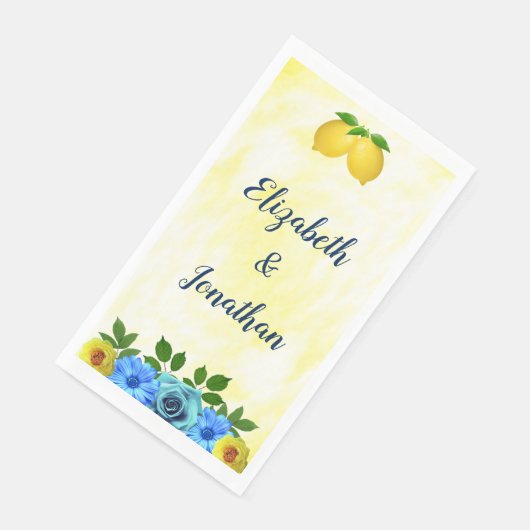 Sunny Lemon Floral Wedding Serviette (Ecke)