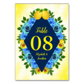 Sunny Lemon Floral Wedding Tischnummer (Vorderseite)