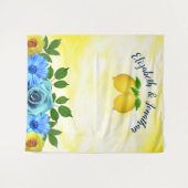 Sunny Lemon Floral Wedding Wandteppich (Vorderseite (Horizontal))