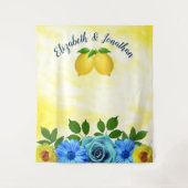Sunny Lemon Floral Wedding Wandteppich (Vorderseite)