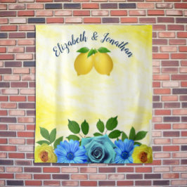 Sunny Lemon Floral Wedding Wandteppich