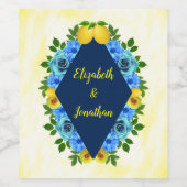 Sunny Lemon Floral Wedding Weinetikett (Einzelnes Label)