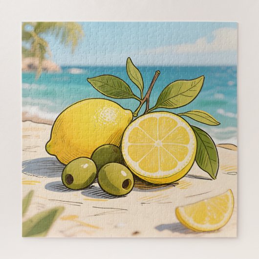 Sunny Lemon Olive Beachside Fresh Puzzle (Vertikal)