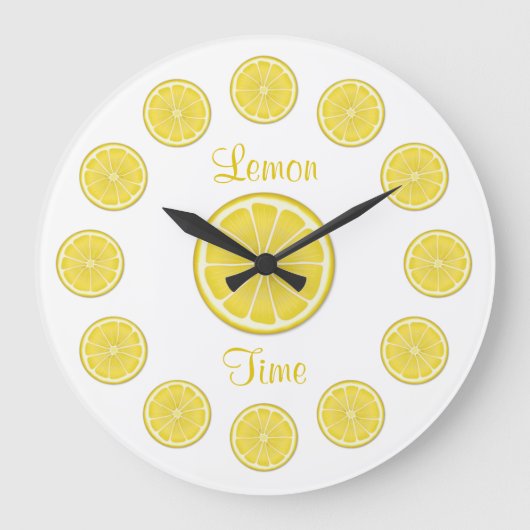 Sunny Lemon Time Wall Clock Große Wanduhr (Vorderseite)