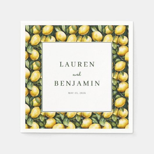 Sunny Lemon Wedding Serviette (Vorderseite)