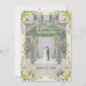 Sunny Lemon Wedding Thank You Card Dankeskarte (Vorderseite)