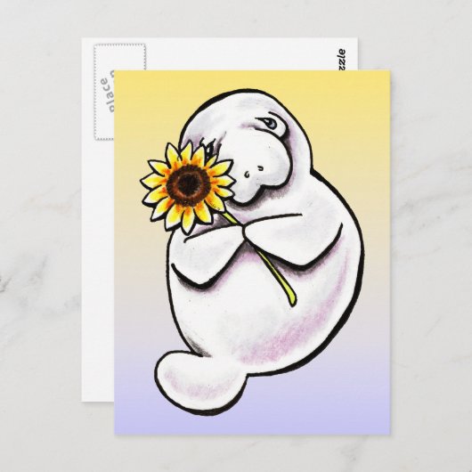 Sunny Manate Off Leash Art™ Postkarte (Vorne/Hinten)