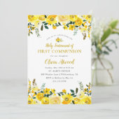 Sunny Meadow Floral First Communion Einladung (Stehend Vorderseite)