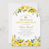 Sunny Meadow Floral First Communion Einladung (Vorderseite)