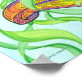 Sunny Mermaid + Fish Fantasy Art Poster (Ecke)