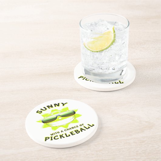 Sunny mit einer Chance auf PickleBall Getränkeuntersetzer (Seite)