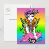"Sunny" Niedlicher Regenbogen Schmetterling Fairy  Postkarte (Vorne/Hinten)