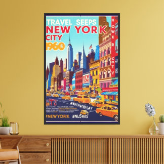 Sunny NYC Adventure | 60er Style Illustration Leinwanddruck