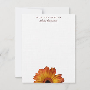 Sunny Orange gerbera Blume vom Schreibtisch der No Mitteilungskarte