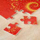 Sunny Orange Holographic Fraktal Abstrakt Spirals Puzzle (Seite)