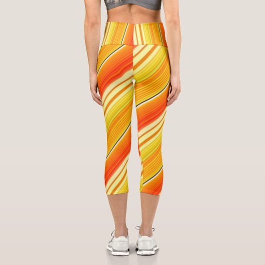 Sunny Patchwork Orange Kariert Waisted Capri Leggings (Rückseite)