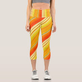 Sunny Patchwork Orange Kariert Waisted Capri Leggings (Vorderseite)