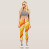 Sunny Patchwork Orange Kariert Waisted Capri Leggings (Vorderseite)