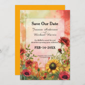 🌻 Sunny Petals & Scarlet Blooms Save The Date (Vorne/Hinten)