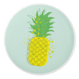 Sunny Pineapple Modern Graphic Art Yellow Green  Keramikknauf