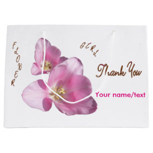 Sunny Pink Tulips Flower Girl Danke schön Geschenk Große Geschenktüte