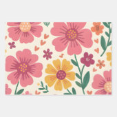 Sunny Pink & Yellow Blooms with Heart Accents Geschenkpapier Set (Vorderseite)