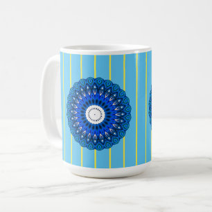 Sunny Pinstrix Türkis und Blue Mandala Tasse