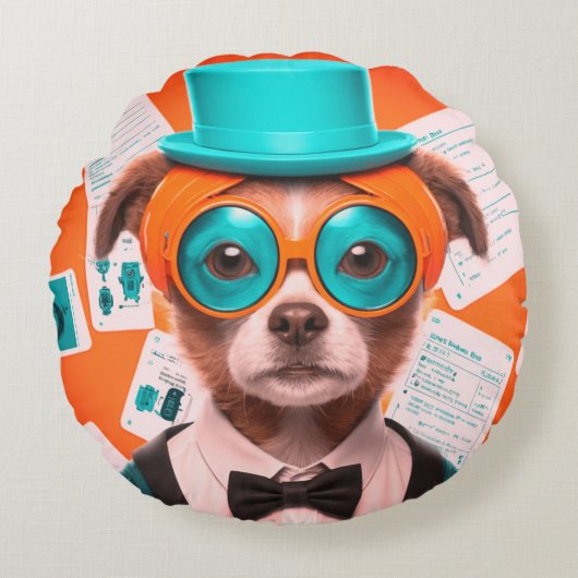 Sunny Puppy Round Pillow Rundes Kissen (Vorderseite)