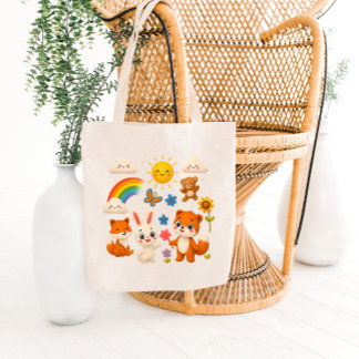 Sunny Rainbow Animal Friends Tote Bag Tragetasche